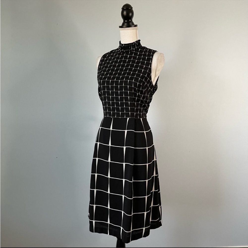 WHO WHAT WEAR Black Printed High Neck A-line Dress Size XL
